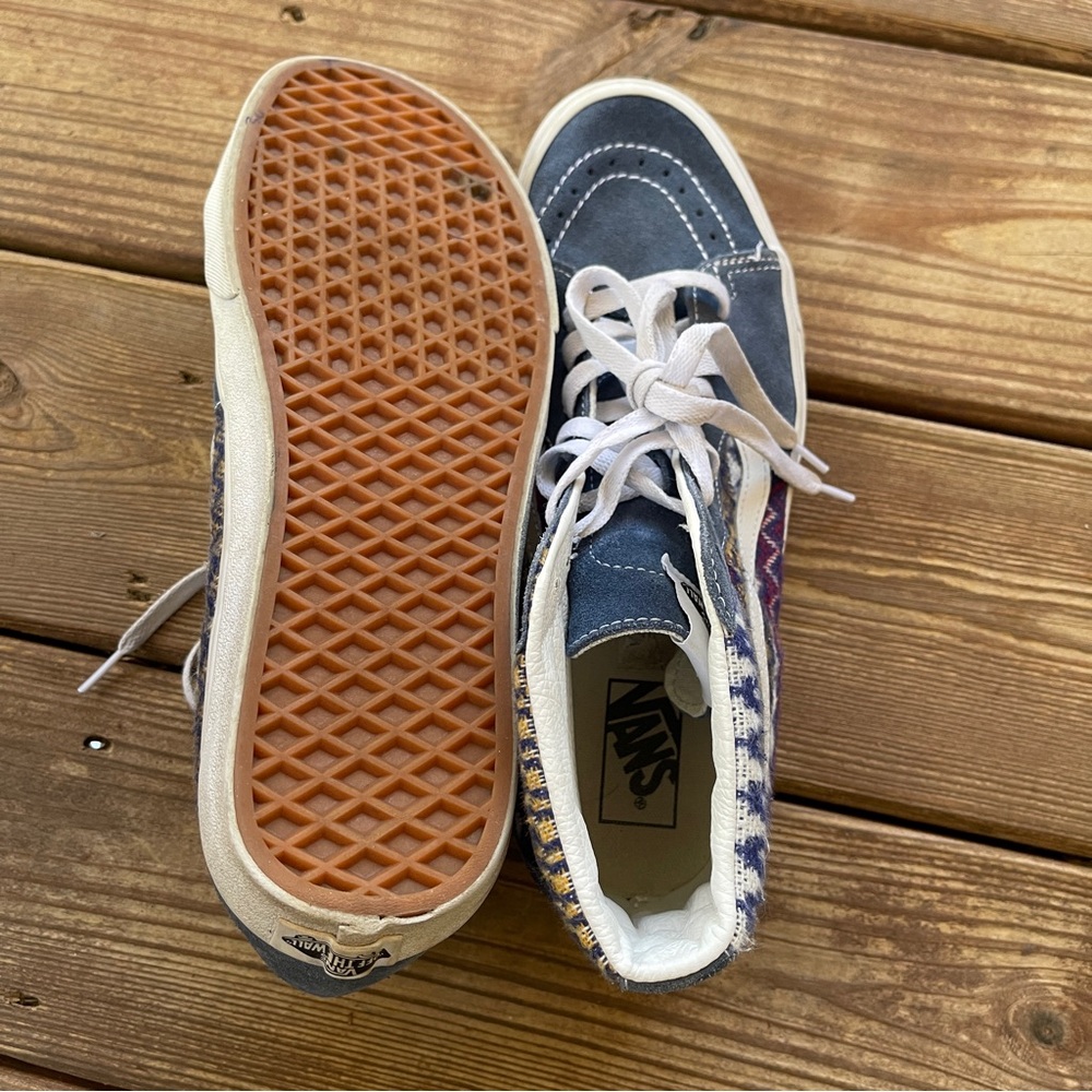 Vans Sk8-Hi Suede & Textile Patchwork Sneakers Navy Men’s 9.5 / Women’s 11 - Picture 5 of 5